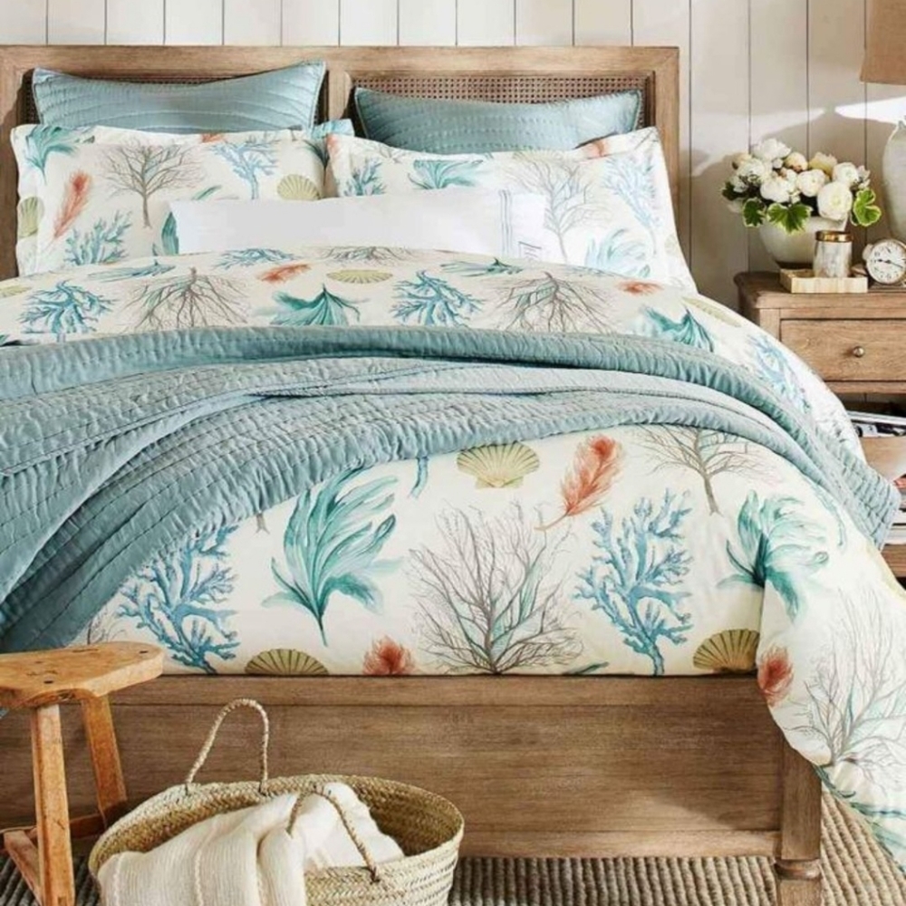 Pottery Barn | Del Mar Percale Shams + Duvet Cover Set | Coastal Bedding
